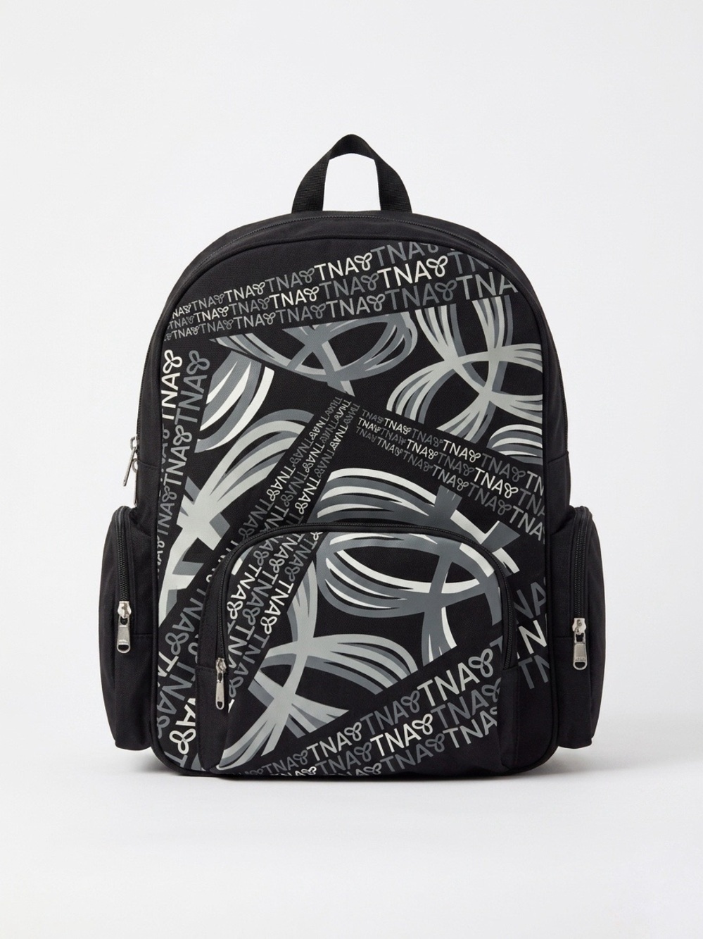 TNA Aritzia Black Monogram Logo Backpack with Rain Cover Y2K 2000s Pockets